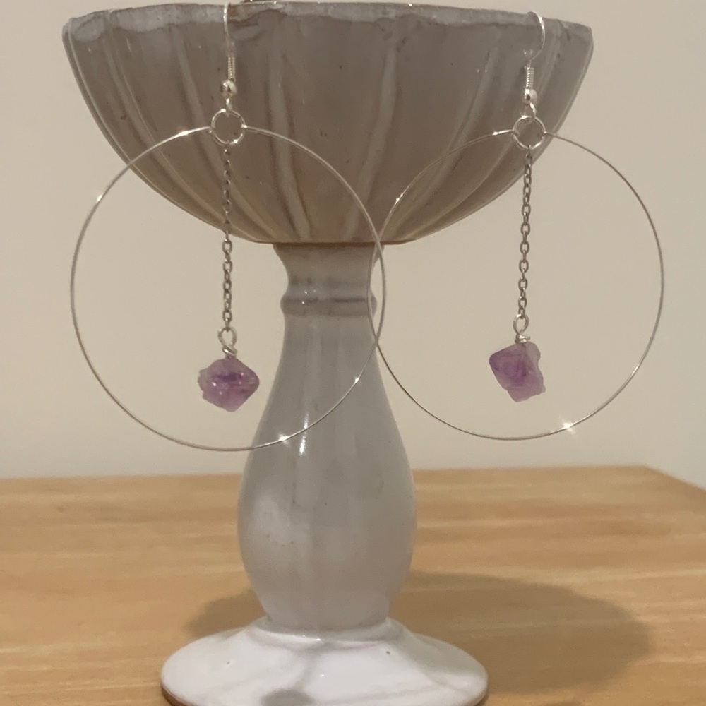 Amethyst hoop earrings
